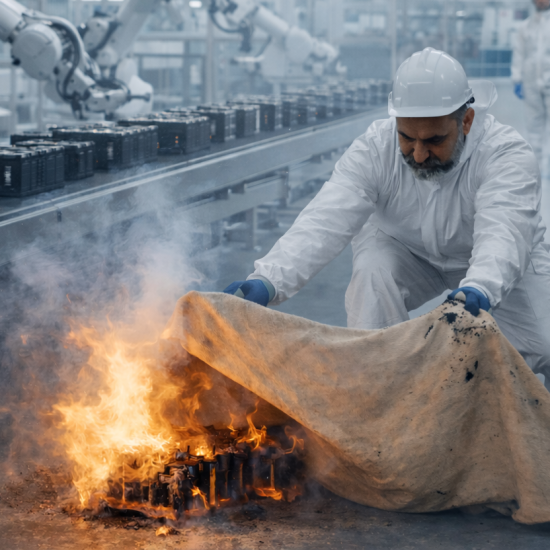 Muž has&iacute;c&iacute; oheň v tov&aacute;rně